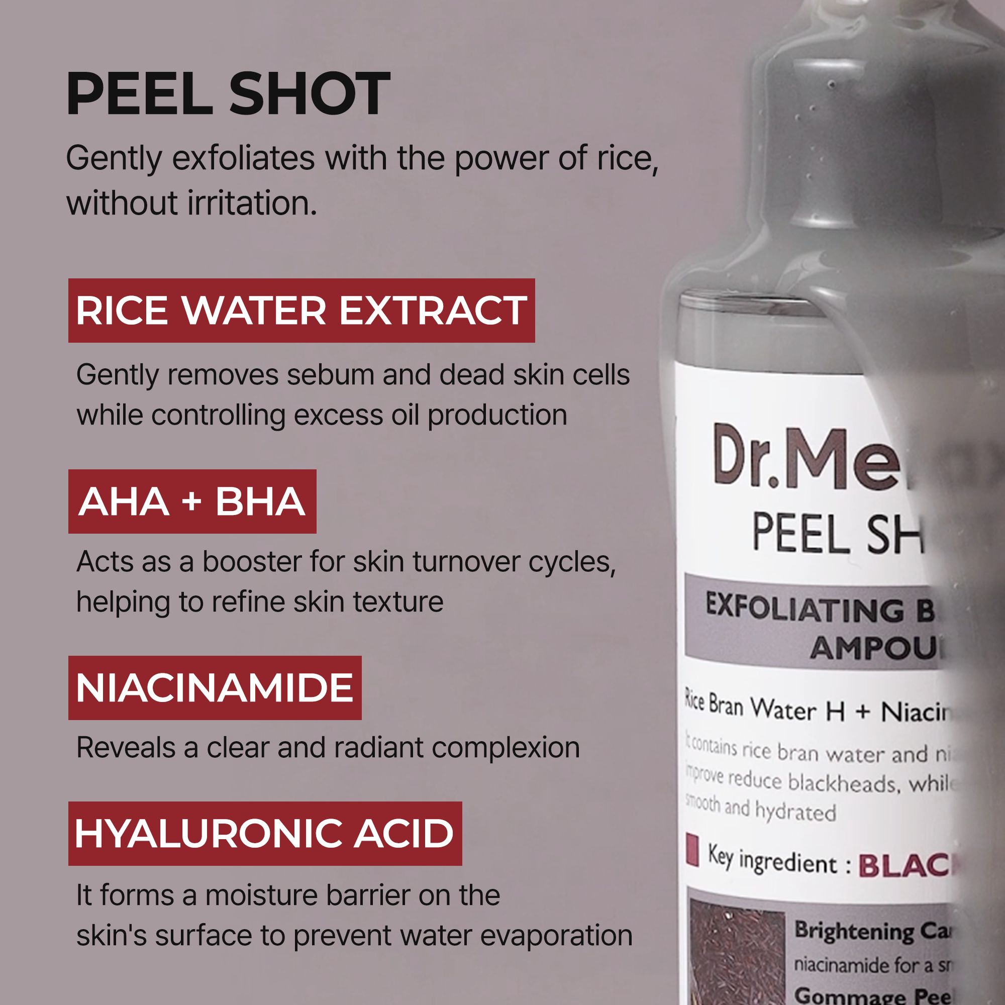 Peel Shot Glow Black Rice Ampoule detail view 9 — Melax K-Beauty