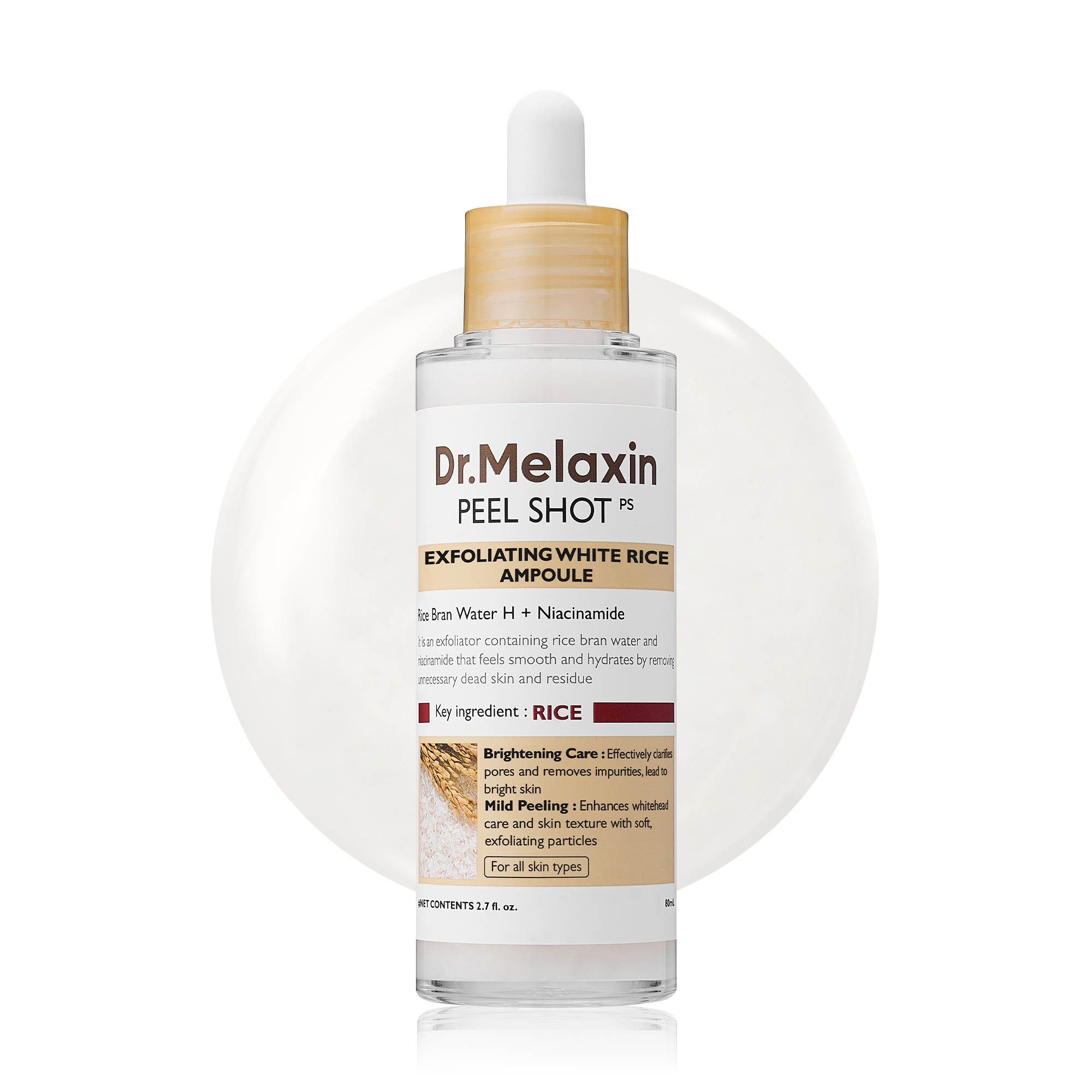 Peel Shot Glow White Rice Ampoule main product shot — Melax K-Beauty