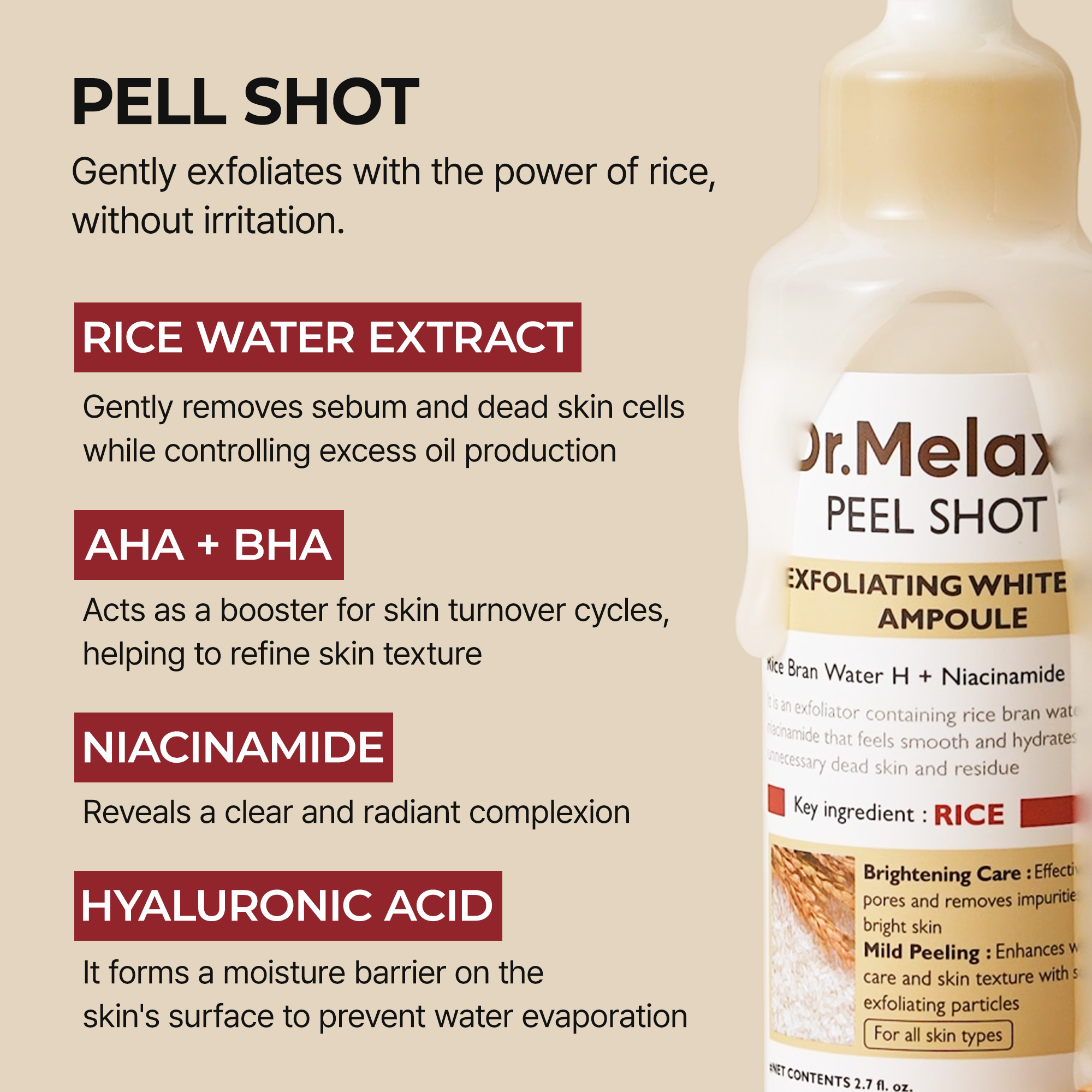 Peel Shot Glow White Rice Ampoule detail view 6 — Melax K-Beauty