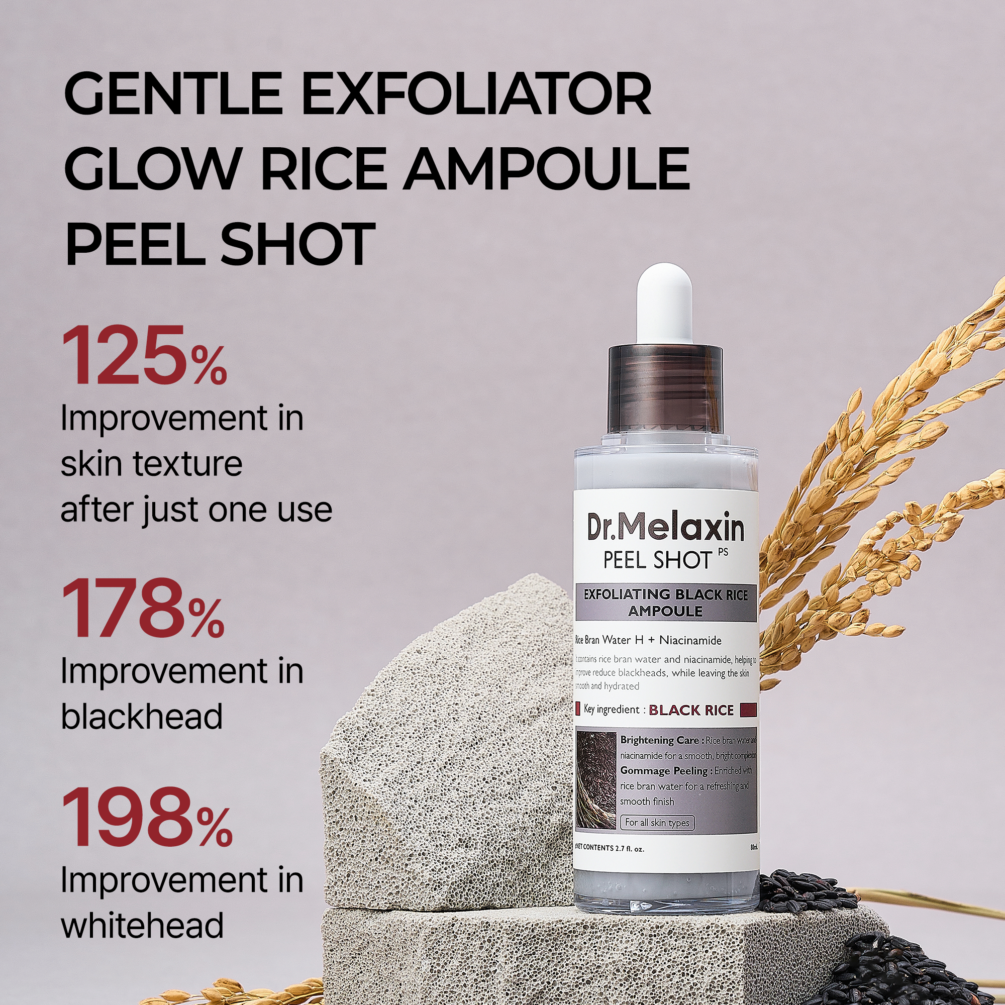 Peel Shot Glow Black Rice Ampoule detail view 4 — Melax K-Beauty