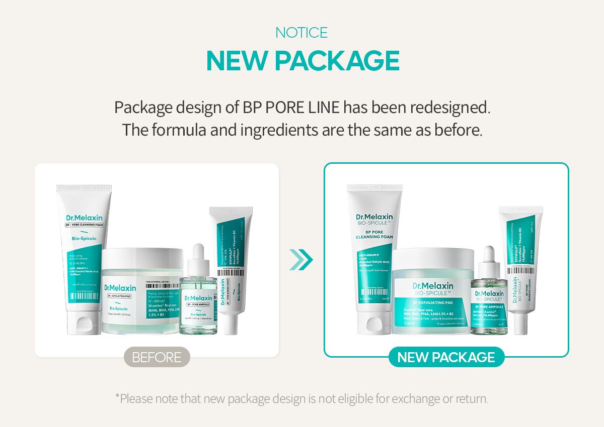 BP Pore Ampoule 100ml packaging detail — Melax K-Beauty